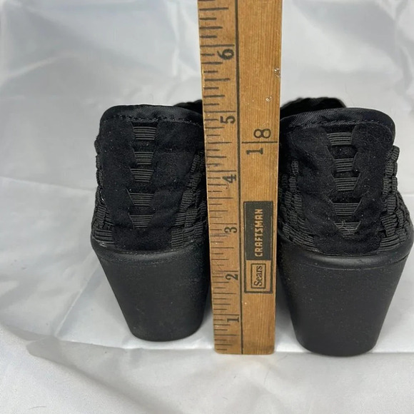 STEVEN by Steve Madden Y2K Platform Woven Wedge Shoes Black Chunky Textile 8 - Picture 10 of 11